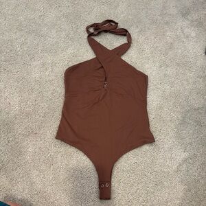 ReoRia Brown Halter Bodysuit